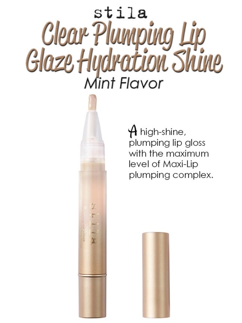 Stila 𝐂𝐋𝐄𝐀𝐑 Plumping Lip Glaze Hydration Shine Mint Flavor NEW